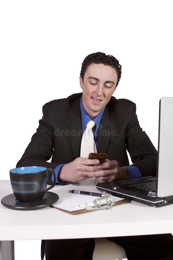 Businessman at His Desk Working Stock Image Image of cutout