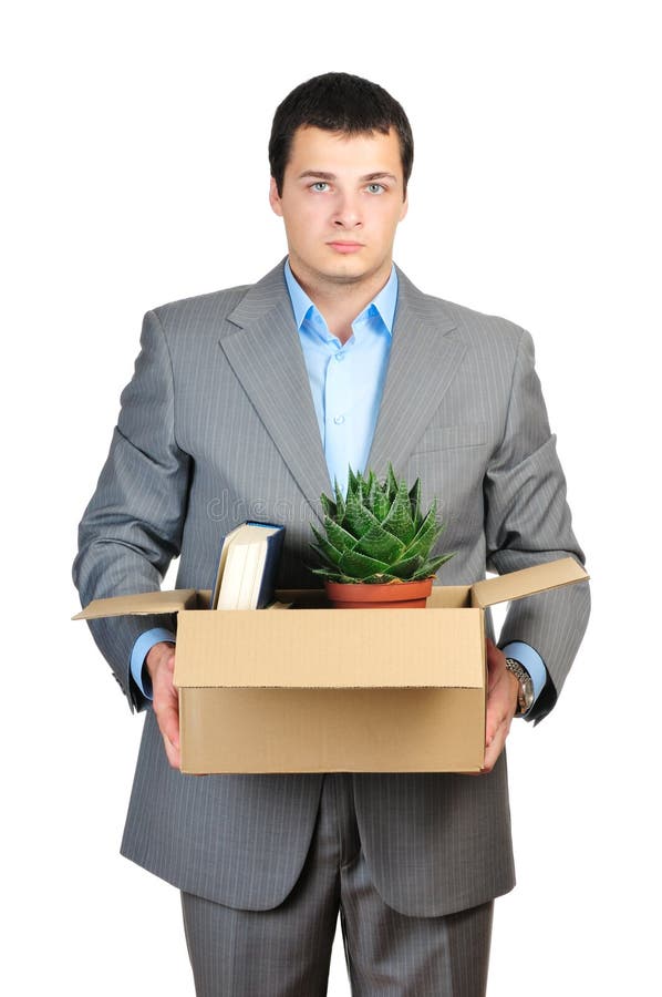 Businessman hold cardboardbox