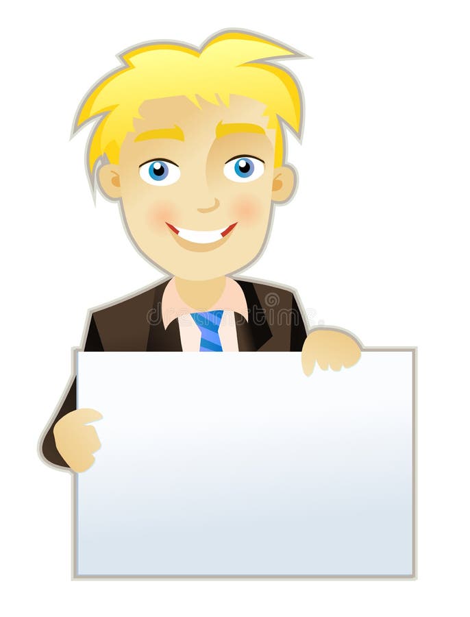 Businessman Holding Blank Sign stock illustration