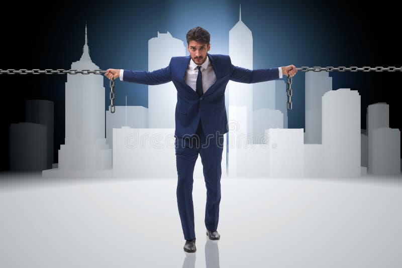 The Businessman Holding Chains in Business Concept Stock Photo Image of connect, employee