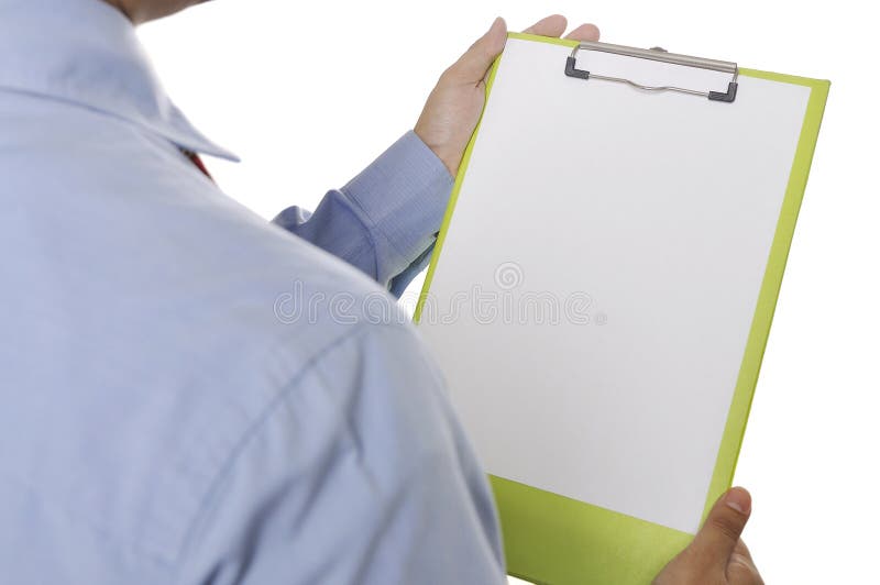 Businessman Holding Clipboard