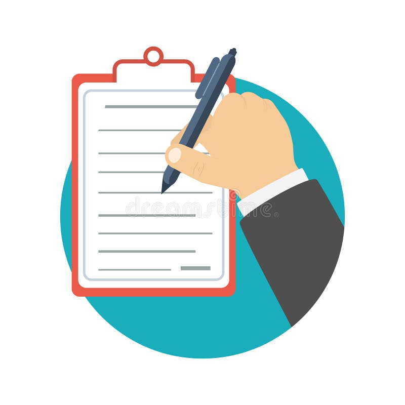 Businessman holding a clipboard and writing royalty free illustration