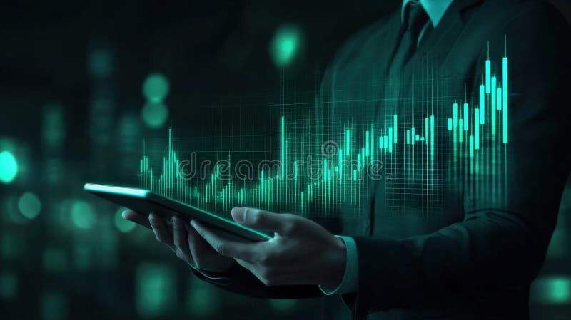 Business Growth Trend Analysis on Digital Tablet stock illustration