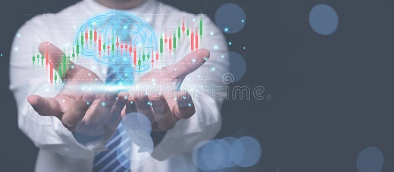 Businessman holding graph for analysis share and growth business to the future. Analysts trading share strategy analyzing from diagram graph for investment to the future.