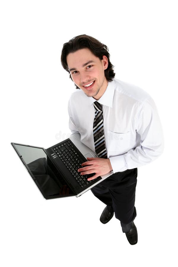 Businessman holding laptop