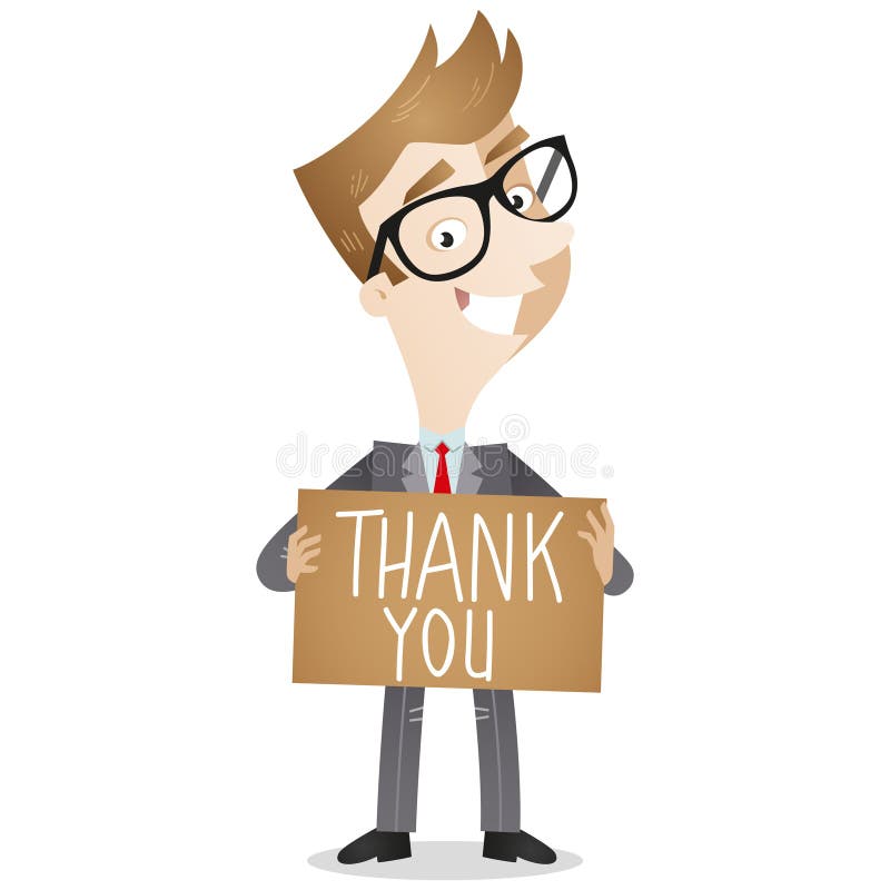 Businessman holding Thank you note royalty free illustration Businessman holding Thank you note royalty free illustration