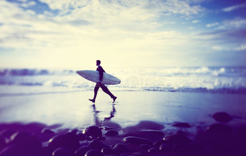 Businessman Holiday Summer Beach Surfboard Concept stock photos