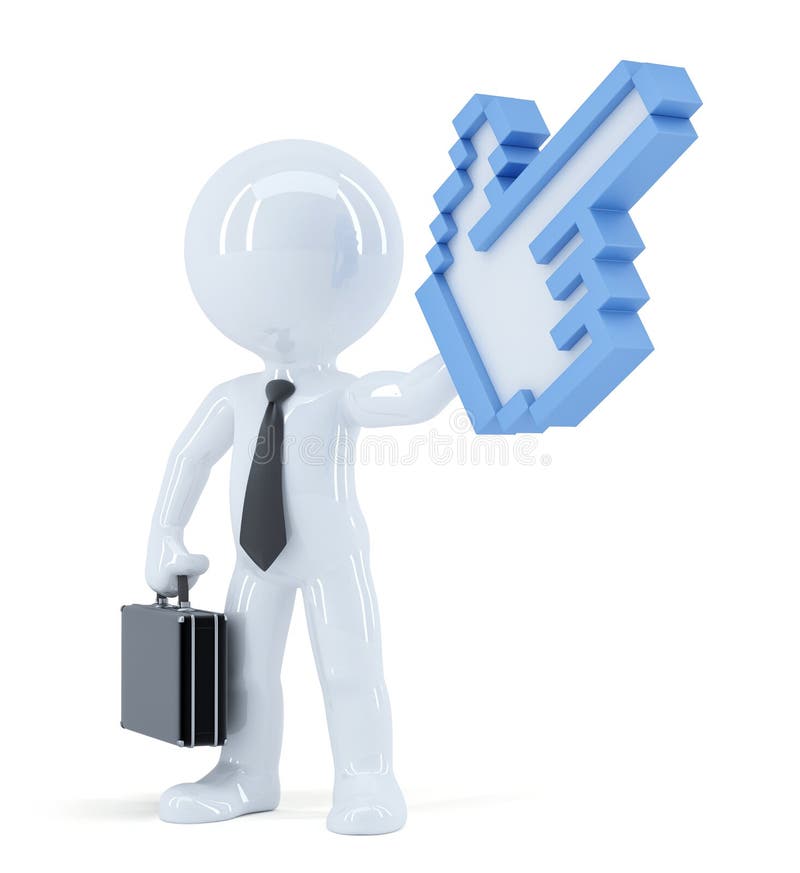 Businessman with huge pixel pointer. Isolated. Contains clipping path stock illustration