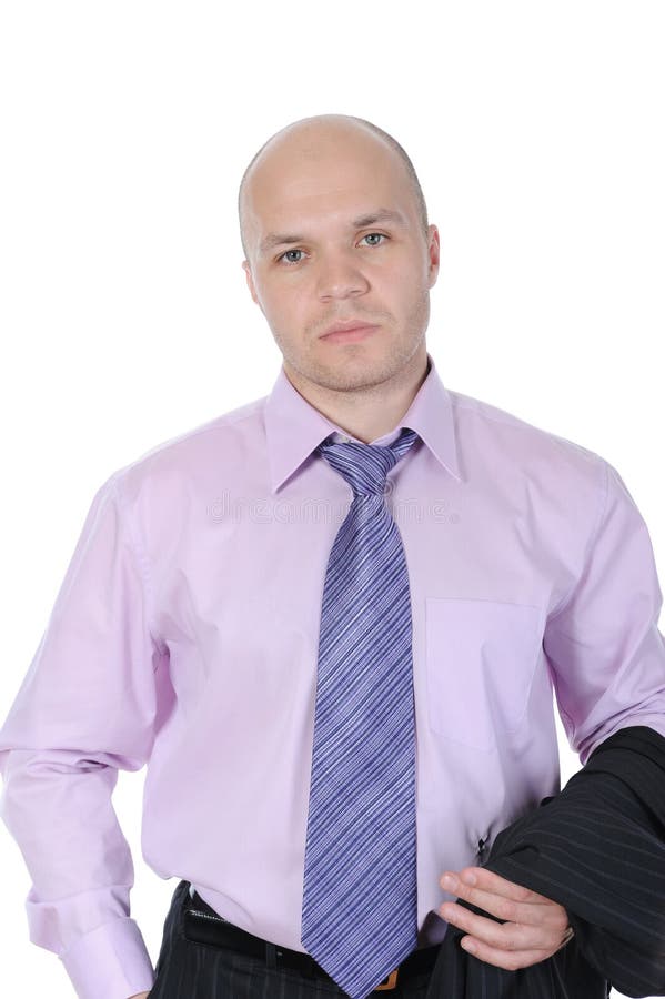 Businessman with a jacket in his hands stock images