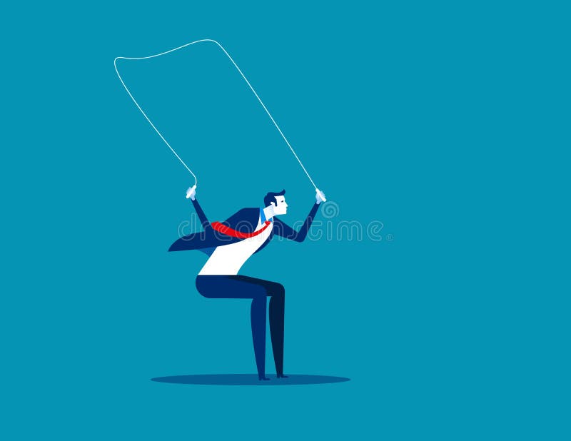Businessman jumping rope. Concept business vector, Exercise, Sport stock illustration Businessman jumping rope. Concept business vector, Exercise, Sport stock illustration