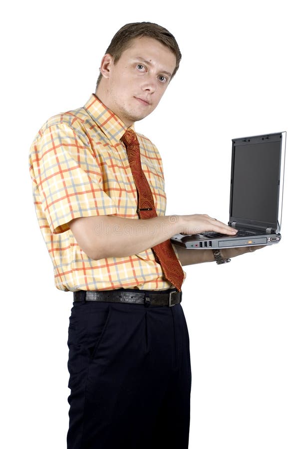 Businessman with laptop computer