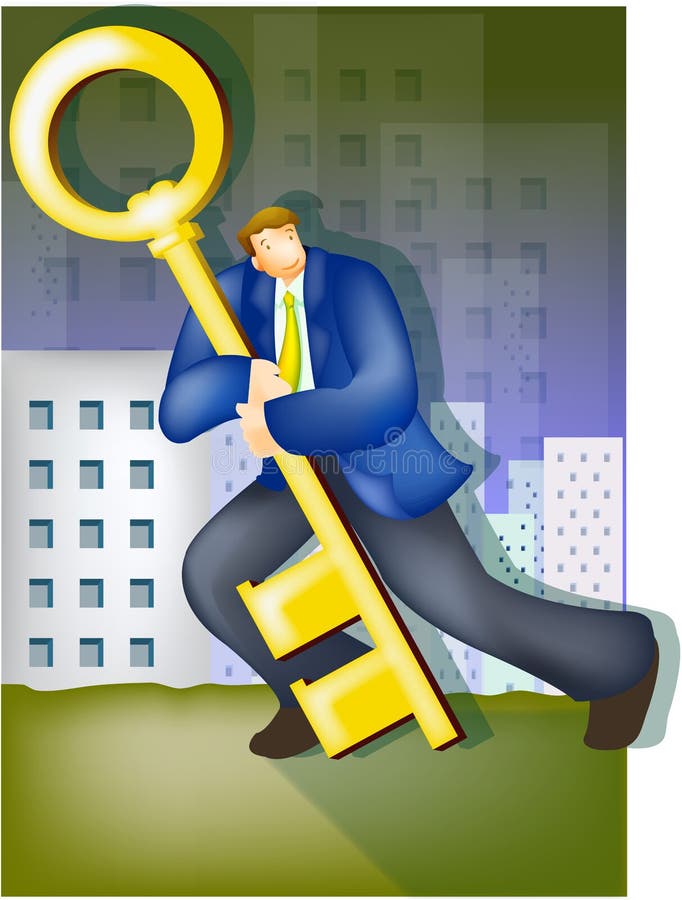Businessman with large key