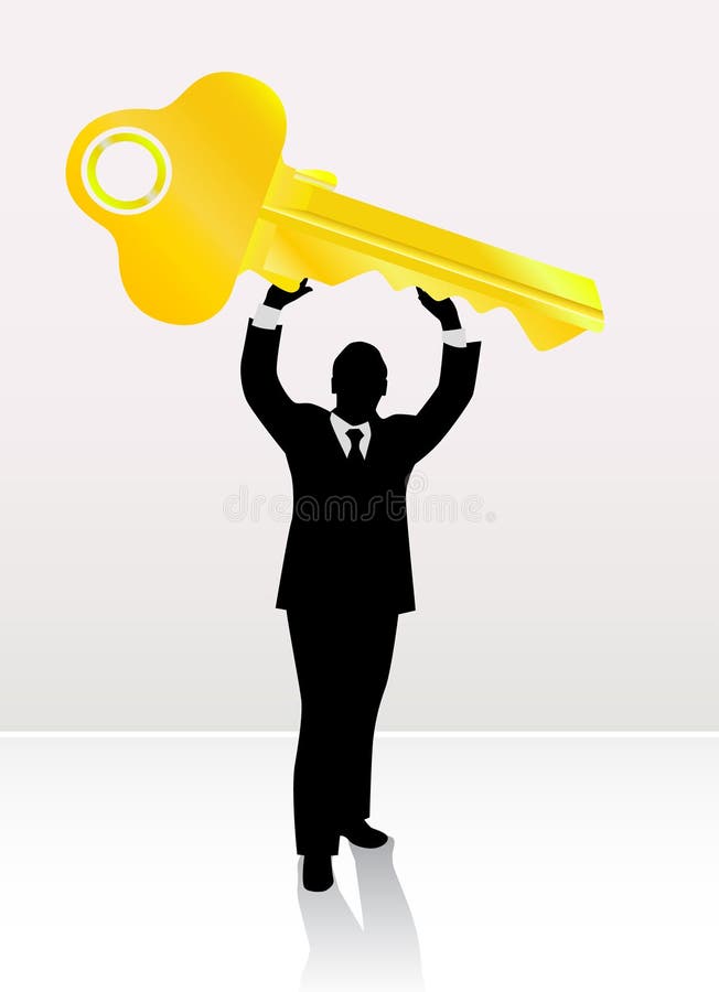 Businessman lifting key