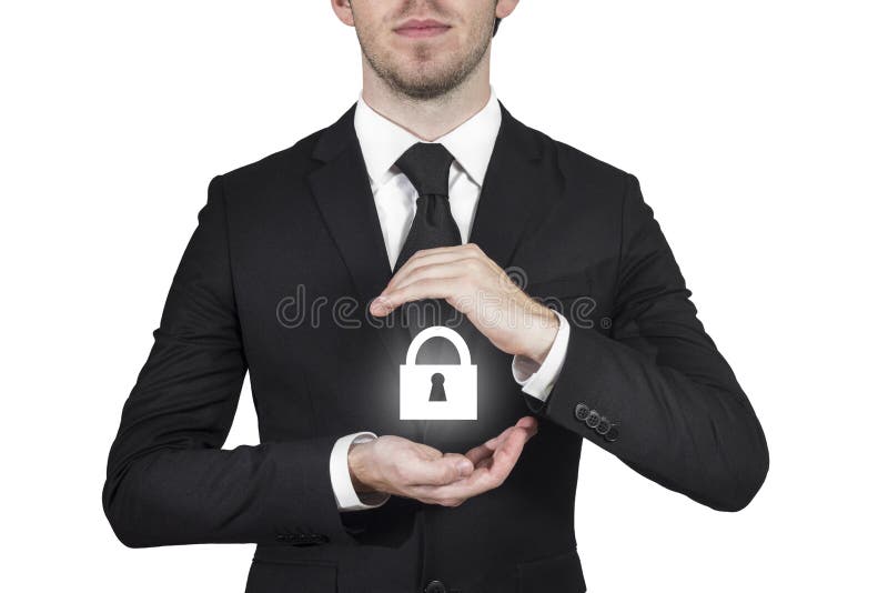 Businessman lock security royalty free stock photography Businessman lock security royalty free stock photography