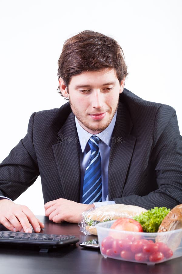 Businessman Looking for Food Stock Photo Image of morning, working