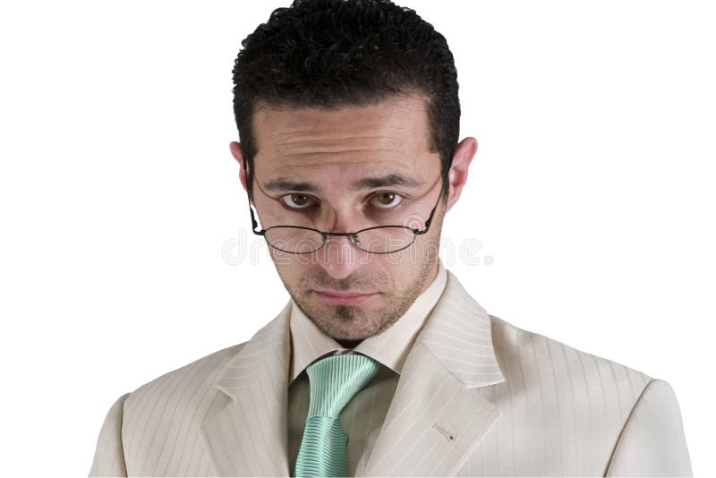 Businessman Looking Over His Glasses Stock Image Image of color