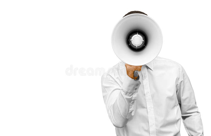 Businessman with megaphone in hand royalty free stock photography Businessman with megaphone in hand royalty free stock photography