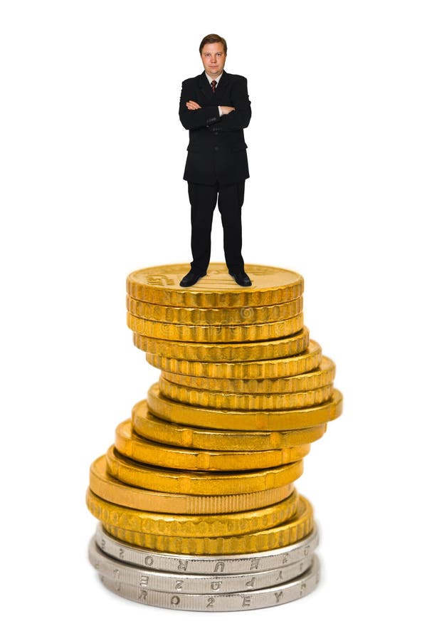 Businessman on money stack