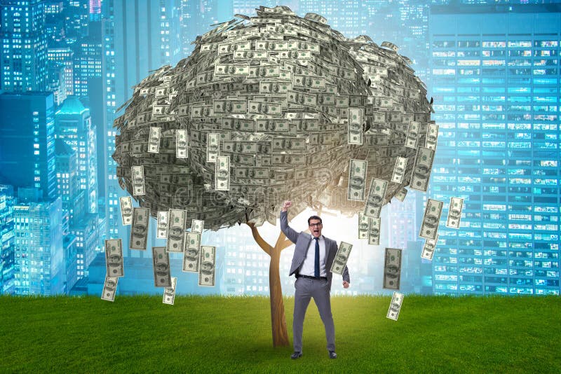 Businessman with money tree in business concept royalty free illustration Businessman with money tree in business concept royalty free illustration