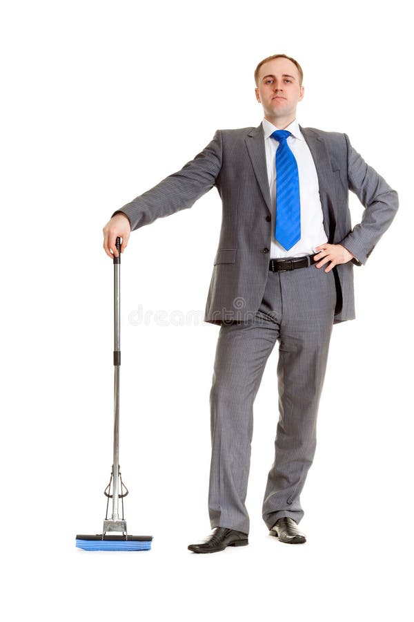 Businessman with a mop
