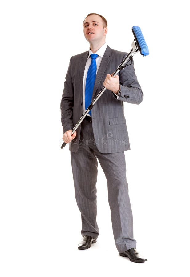 Businessman with a mop