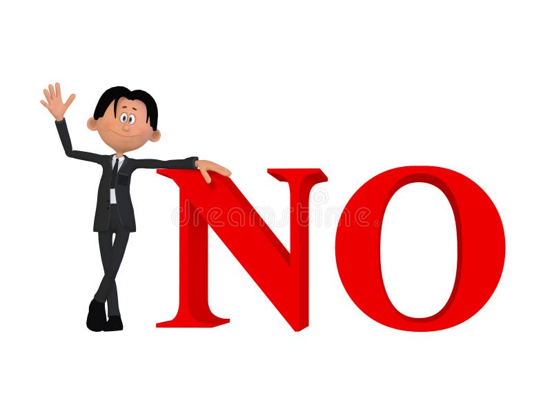 A businessman with a NO 3d word royalty free illustration A businessman with a NO 3d word royalty free illustration