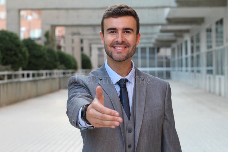Businessman offering a handshake stock photos Businessman offering a handshake stock photos