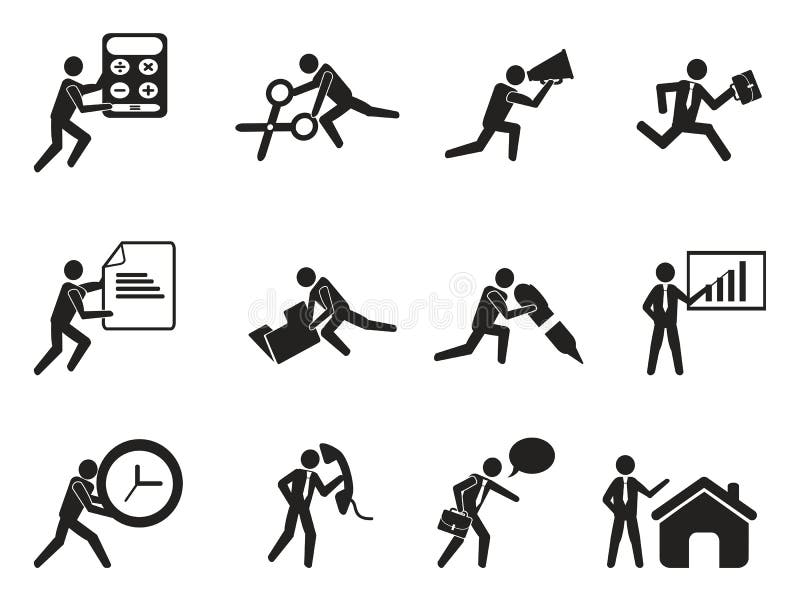 Businessman office working man icons set royalty free illustration