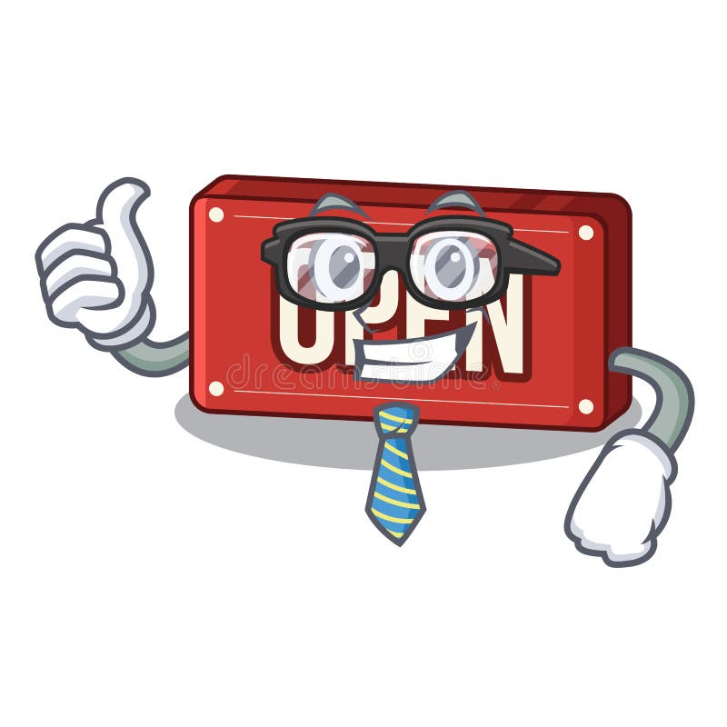 Businessman open sign isolated in the cartoon stock illustration