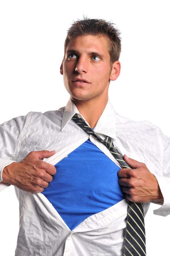 Businessman opening his shirt