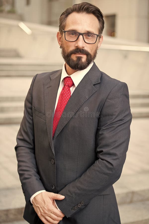 Man On Business Center Background Successful Business Person Portrait Professional People