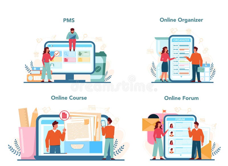 Businessman Personal Assistant Online Service or Platform Set. Stock