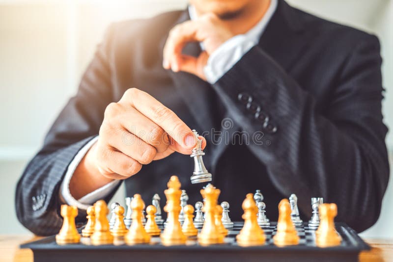 Businessman Playing Chess Game Planning of Leading Strategy Successful ...