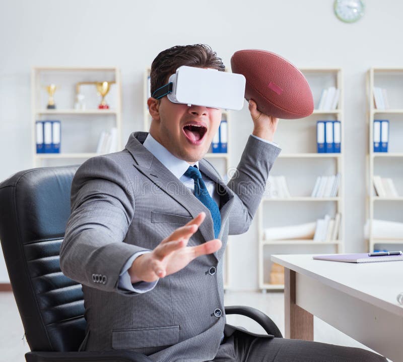 The businesswoman with virtual reality glasses in officeBusinesswoman with virtual reality glasses in office- CanStock