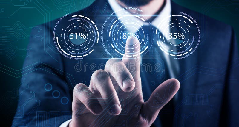 Businessman point on loading circle ring. royalty free stock photography Businessman point on loading circle ring. royalty free stock photography
