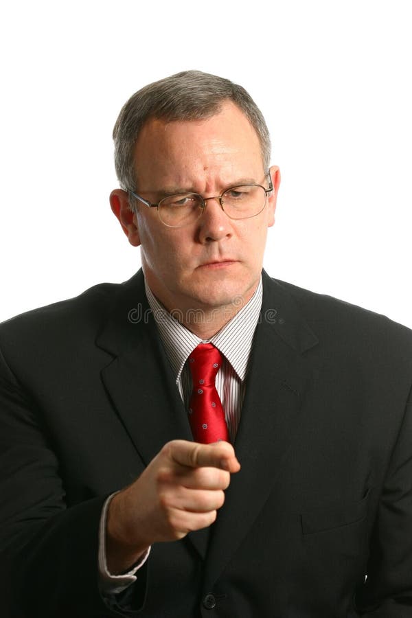 Businessman in pointing his finger