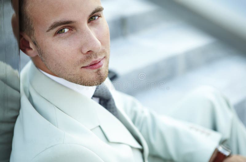 Businessman portrait on stairs