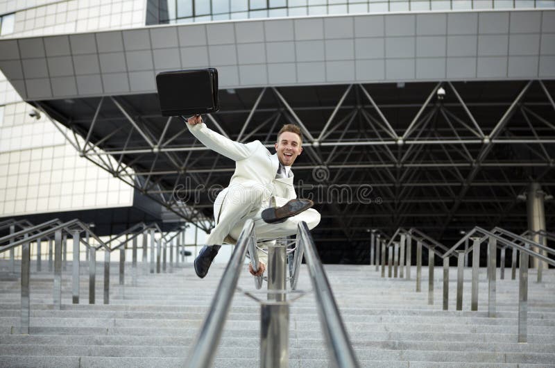 Businessman portrait on stairs