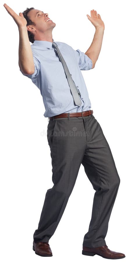 Businessman Posing with Arms Raised Stock Image - Image of dressed ...