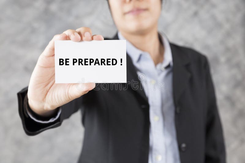 businessman presenting business card with word be prepared stock illustration businessman presenting business card with word be prepared stock illustration