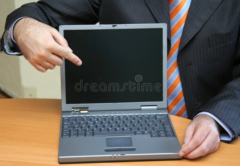 Businessman presenting a new software