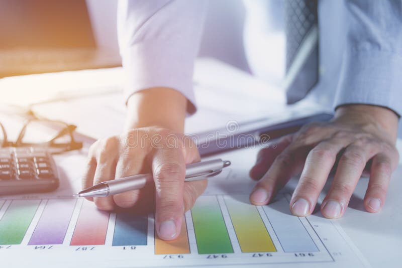 Businessman process. Businessman working the project on table stock photo