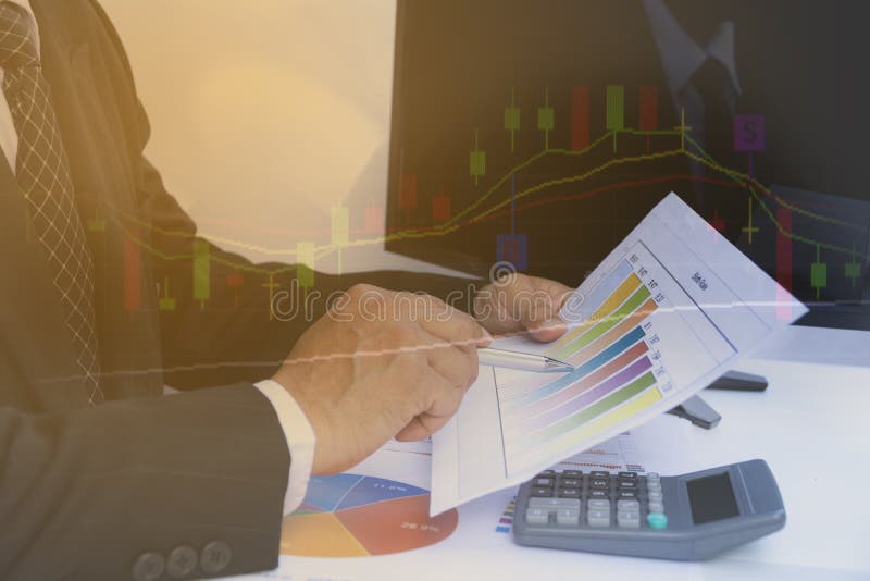 Businessman process. Businessman working the project on table stock images