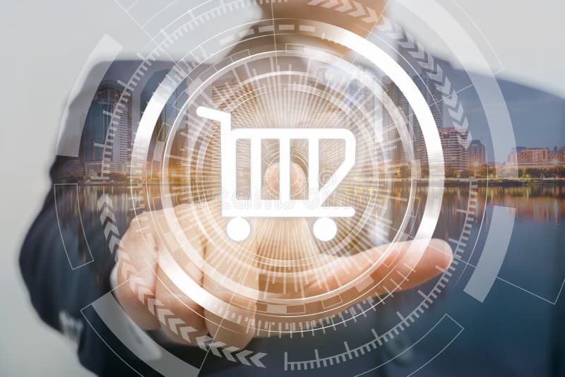 Businessman are pushing on touch screen stock photography Businessman are pushing on touch screen stock photography