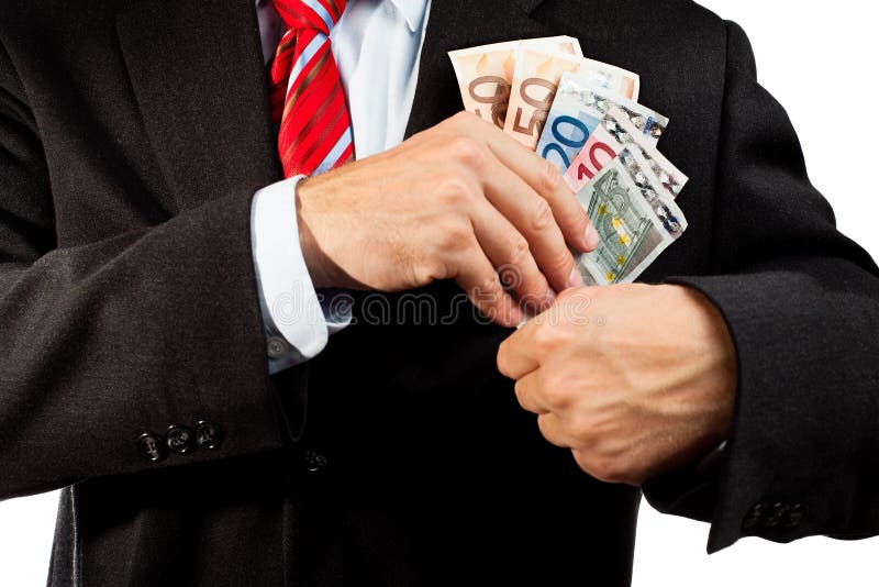 Businessman Putting Money In His Pocket. Stock Photo - Image of ...