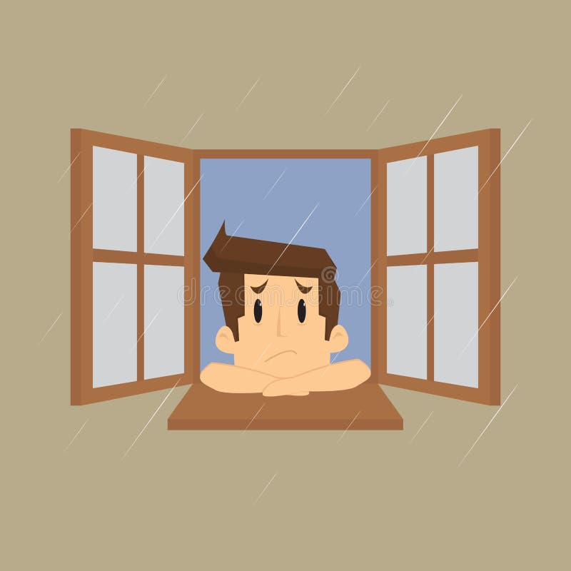 Businessman with a rainy season that boring. vector