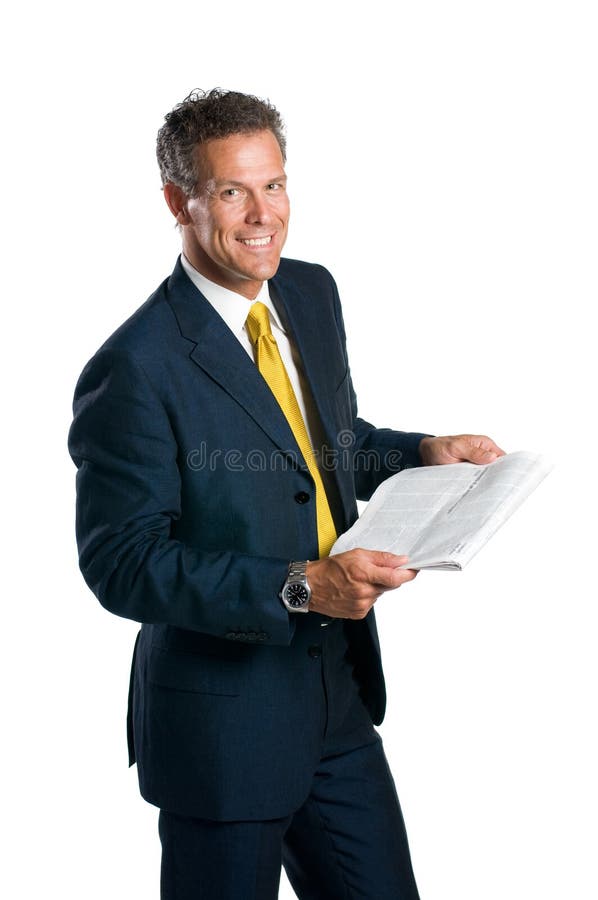 Businessman reading news stock photos