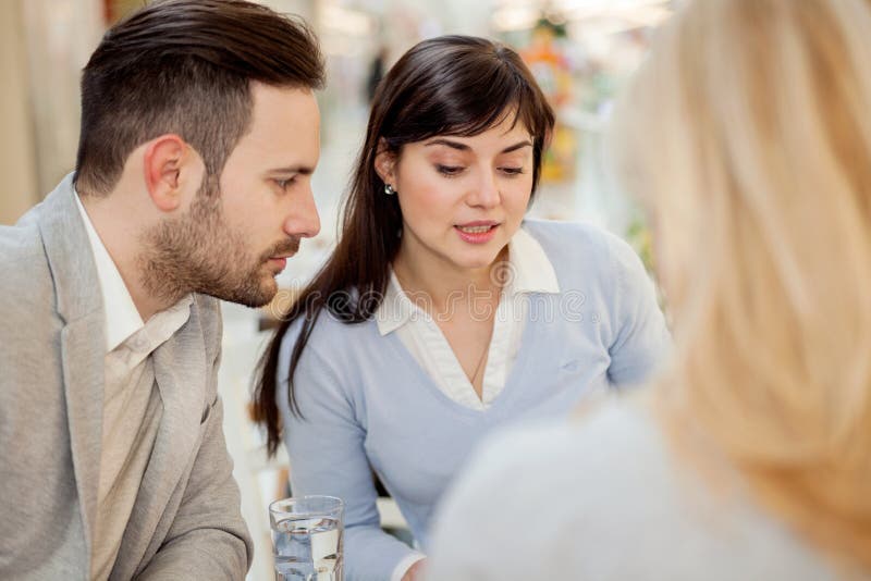 Businessman at the Restaurant Talking Stock Photo Image of