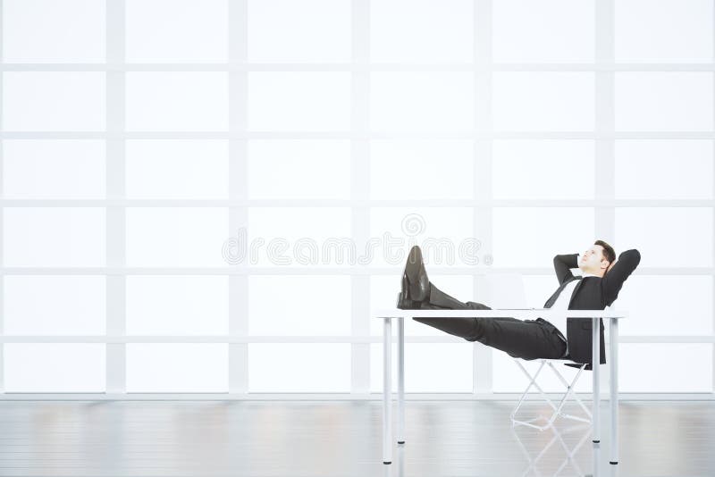 111 Business Man Sitting Chair Feet Up Stock Photos Free & Royalty