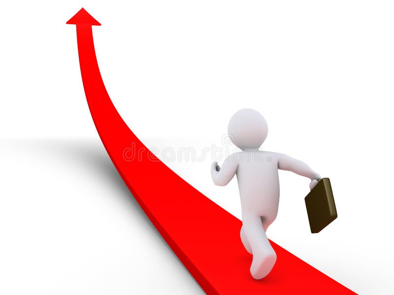 Businessman running on arrow stock illustration